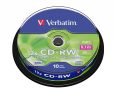   VERBATIM CD-RW lemez, újraírható, SERL, 700MB, 8-10x, 10 db, hengeren VERBATIM