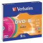   VERBATIM DVD-R lemez, színes felület, AZO, 4,7GB, 16x, 5 db, vékony tok, VERBATIM