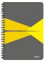   LEITZ Spirálfüzet, A5, vonalas, 90 lap, laminált karton borító, LEITZ "Office", szürke-sárga