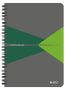  LEITZ Spirálfüzet, A5, vonalas, 90 lap, laminált karton borító, LEITZ "Office", szürke-zöld