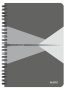  LEITZ Spirálfüzet, A5, vonalas, 90 lap, laminált karton borító, LEITZ "Office", szürke