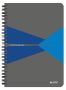   LEITZ Spirálfüzet, A5, kockás, 90 lap, PP borító, LEITZ "Office", szürke-kék