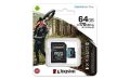   KINGSTON Memóriakártya, microSDXC, 64GB, C10/UHS-I/U3/V30/A2, adapter, KINGSTON "Canvas Go! Plus"