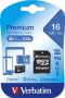   VERBATIM Memóriakártya, microSDHC, 16GB, CL10/U1, 45/10 MB/s, adapter, VERBATIM "Premium"
