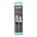   AVAX Töltőkábel, USB-A - USB-C, 1,5 m, AVAX "CB301G", acélszürke