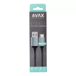 AVAX Töltőkábel, USB-A - USB-C, 1,5 m, AVAX "CB301G", acélszürke