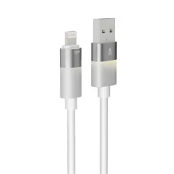 AVAX Töltőkábel, USB-A - lightning (Apple), 1 m, AVAX "CB310 Glowy", fehér