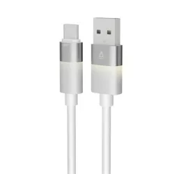 AVAX Töltőkábel, USB-A - USB-C, 18W, 1 m, AVAX "CB312 Glowy", fehér