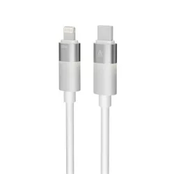 AVAX Töltőkábel, USB-A - lightning (Apple), 27W, 1 m, AVAX "CB314 Glowy", fehér
