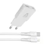   AVAX Hálózati töltő + USB-C - Lightning (Apple) kábel,  AVAX "CH6414", fehér