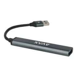 AVAX USB 3.0 elosztó-HUB, 4 port, USB 3.0, AVAX "HB600", fekete
