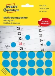 AVERY ZWECKFORM Etikett, 18 mm, kör, AVERY ZWECKFORM, kék, 1056 etikett/csomag