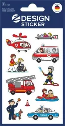 AVERY ZWECKFORM Matrica, papír,  3 ív, 76x120 mm, AVERY ZWECKFORM, "Z-Design No.54137", mentősök, rendőrök, tűzoltók