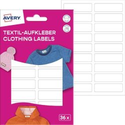 AVERY ZWECKFORM Ruhacímke, műanyag, iskolai, 45x13 mm, kézzel írható, AVERY ZWECKFORM, fehér, 36 címke/csomag