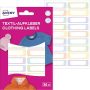   AVERY ZWECKFORM Ruhacímke, műanyag, iskolai, 45x13 mm, kézzel írható, AVERY ZWECKFORM, pasztell, 36 címke/csomag