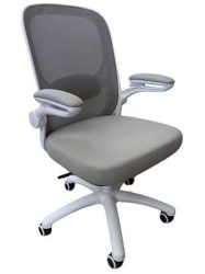 . Irodai forgószék, szürke hálós háttámla, szövet ülőlap, fehér műanyag váz és lábkereszt,"Kea" . Irodai forgószék, szürke hálós háttámla, szövet ülőlap, fehér műanyag váz és lábkereszt,"Kea"