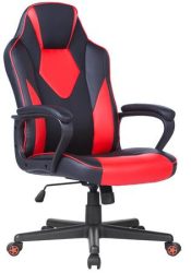 . Irodai forgószék, mesh-textilbőr borítás, fekete lábkereszt, párnázott karfa, "Newdale", fekete-piros