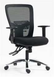 MAYAH Irodai szék, karfás, fekete szövetborítás, feszített hálós háttámla, fekete lábkereszt, MAYAH "HD", fekete