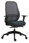   MAYAH Irodai szék, karfás, fekete szövetborítás, feszített hálós háttámla, fekete lábkereszt, MAYAH "Mid Chair II", fekete