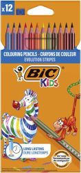BIC Színes ceruza készlet, BIC KIDS "Evolution Stripes", 12 különböző szín
