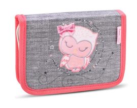 BELMIL Tolltartó, klapnis, cipzáras, BELMIL "Little Owl", szürke-barack, bagoly BELMIL Tolltartó, klapnis, cipzáras, BELMIL "Little Owl", szürke-barack, bagoly