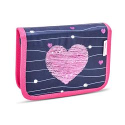 BELMIL Tolltartó, klapnis, cipzáras, BELMIL "Simple Hearts", rózsaszín szív