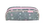 BELMIL Tolltartó, henger alakú, cipzáras, BELMIL "Shine Bright", szürke-rózsaszín, csillagok BELMIL Tolltartó, henger alakú, cipzáras, BELMIL "Shine Bright", szürke-rózsaszín, csillagok