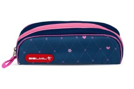 BELMIL Tolltartó, henger alakú, cipzáras, BELMIL"Hearts", kék, szívek BELMIL Tolltartó, henger alakú, cipzáras, BELMIL"Hearts", kék, szívek