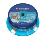   VERBATIM CD-R lemez, nyomtatható, matt, ID, AZO, 700MB, 52x, 25 db, hengeren, VERBATIM