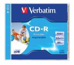 VERBATIM CD-R lemez, nyomtatható, matt, ID, AZO, 700MB, 52x, 1 db, normál tok, VERBATIM VERBATIM CD-R lemez, nyomtatható, matt, ID, AZO, 700MB, 52x, 1 db, normál tok, VERBATIM