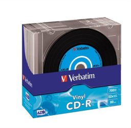 VERBATIM CD-R lemez, bakelit lemez-szerű felület, AZO, 700MB, 52x, 10 db, vékony tok, VERBATIM "Vinyl" VERBATIM CD-R lemez, bakelit lemez-szerű felület, AZO, 700MB, 52x, 10 db, vékony tok, VERBATIM "Vinyl"
