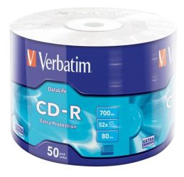 VERBATIM CD-R lemez, 700MB, 52x, 50 db, zsugor csomagolás, VERBATIM "DataLife" VERBATIM CD-R lemez, 700MB, 52x, 50 db, zsugor csomagolás, VERBATIM "DataLife"
