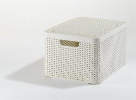 CURVER Rattan hatású kosár tetővel, 30l, törtfehér, CURVER "Style L" CURVER Rattan hatású kosár tetővel, 30l, törtfehér, CURVER "Style L"