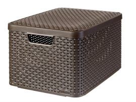 CURVER Rattan hatású kosár tetővel, 30l, sötétbarna, CURVER "Style L" CURVER Rattan hatású kosár tetővel, 30l, sötétbarna, CURVER "Style L"