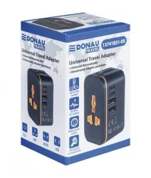 DONAU Utazóadapter, univerzális,  DONAU "Travel 205", fekete