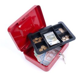 DONAU Pénzkazetta, 15,2x11,5x8 cm, DONAU, piros