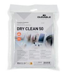 DURABLE Tisztítókendő, képernyőhöz, 50 db, DURABLE "DRY CLEAN 50", fehér DURABLE Tisztítókendő, képernyőhöz, 50 db, DURABLE "DRY CLEAN 50", fehér
