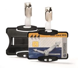 DURABLE Azonosítókártya-tartó, 54x85 mm, csiptetővel, DURABLE, fekete DURABLE Azonosítókártya-tartó, 54x85 mm, csiptetővel, DURABLE, fekete