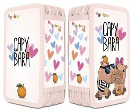 . Tolltartó, töltött, 3 emeletes, cipzáras, "Gimboo", rózsaszín, kapibara