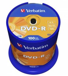 VERBATIM DVD-R lemez, AZO, 4,7GB, 16x, 100 db, hengeren, VERBATIM VERBATIM DVD-R lemez, AZO, 4,7GB, 16x, 100 db, hengeren, VERBATIM