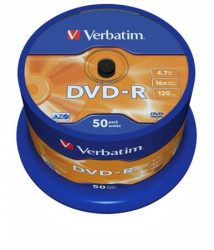VERBATIM DVD-R lemez, AZO, 4,7GB, 16x, 50 db, hengeren, VERBATIM VERBATIM DVD-R lemez, AZO, 4,7GB, 16x, 50 db, hengeren, VERBATIM