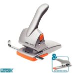   RAPID Lyukasztó, nagyteljesítményű, kétlyukú, 65 lap, RAPID "HDC65 Fashion", ezüst/narancssárga