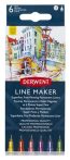 DERWENT Tűfilc készlet, 0,3 mm, DERWENT "Line Marker", 6 különböző szín DERWENT Tűfilc készlet, 0,3 mm, DERWENT "Line Marker", 6 különböző szín
