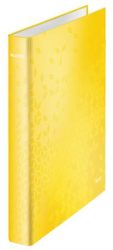 LEITZ Gyűrűs könyv, 4 gyűrű, D alakú, 40 mm, A4 Maxi, karton, LEITZ "Wow", sárga