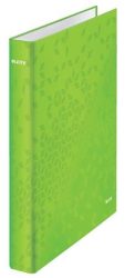 LEITZ Gyűrűs könyv, 4 gyűrű, D alakú, 40 mm, A4 Maxi, karton, LEITZ "Wow", zöld