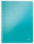   LEITZ Spirálfüzet, A4, kockás, 80 lap, LEITZ "Wow", jégkék