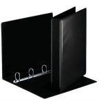   ESSELTE Gyűrűs könyv, panorámás, 4 gyűrű, D alakú, 50 mm, A4, PP, ESSELTE, fekete