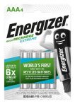 ENERGIZER Tölthető elem, AAA mikro, 4x800 mAh, előtöltött, ENERGIZER "Extreme" ENERGIZER Tölthető elem, AAA mikro, 4x800 mAh, előtöltött, ENERGIZER "Extreme"