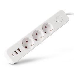 ENTAC Elosztósor, 3 aljzat, 1,5 m, USB, kapcsolóval, ENTAC, fehér ENTAC Elosztósor, 3 aljzat, 1,5 m, USB, kapcsolóval, ENTAC, fehér