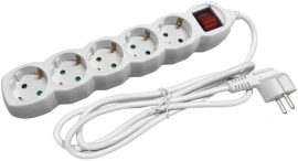 ENTAC Elosztósor, 5 aljzat, 5 m, kapcsolóval, ENTAC, fehér ENTAC Elosztósor, 5 aljzat, 5 m, kapcsolóval, ENTAC, fehér